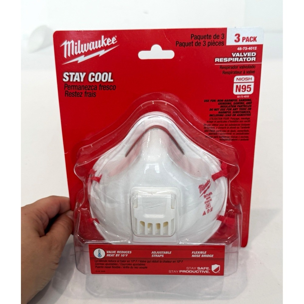 Milwaukee Stay Cool N95 Valved Half Mask Respirator M 3 Pack 48-73-4012